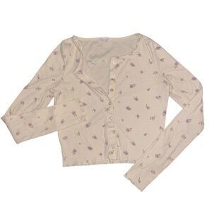 Yellow floral Cotton On Size S long sleeve crop top